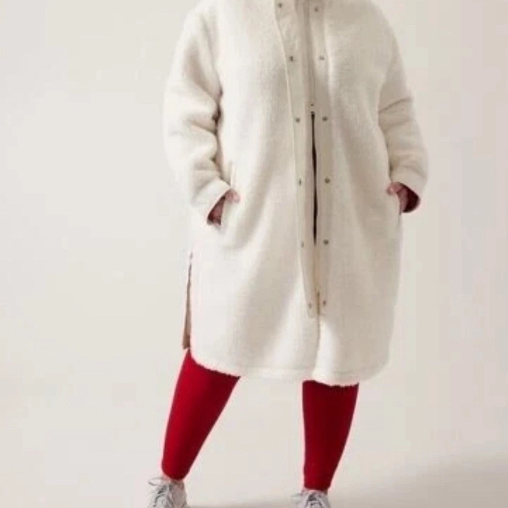 Athleta Cream Cozy‎ Sherpa Jacket Magnolia White 2Xl